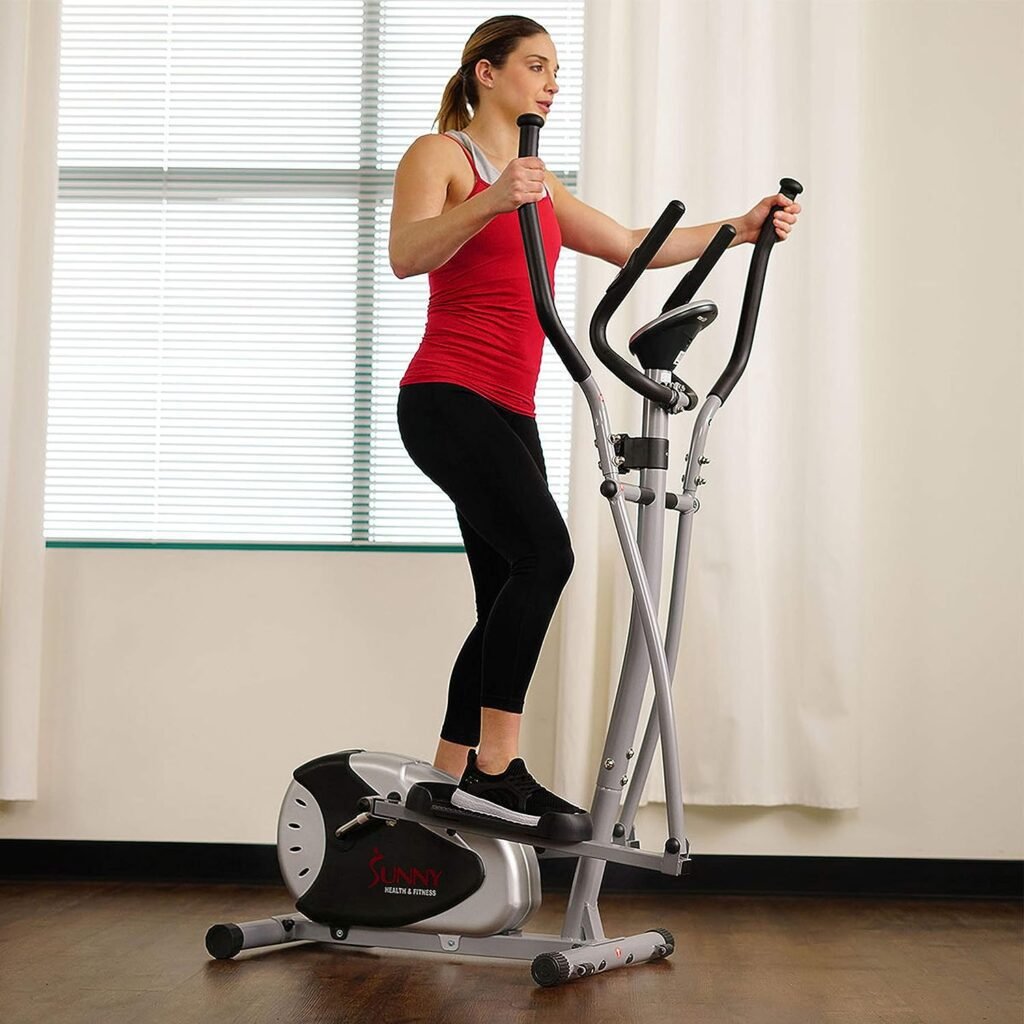 Sunny Health  Fitness Legacy Stepping Elliptical Machine, Total Body Cross Trainer with Ultra-Quiet Magnetic Belt Drive, Low Impact Exercise Equipment, Optional Bluetooth with Exclusive SunnyFit App