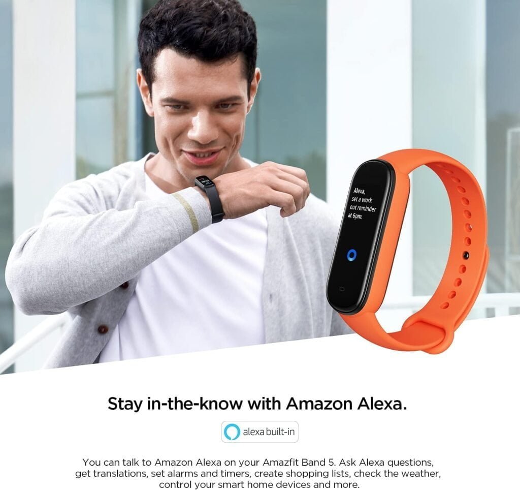 Amazfit Band 5 Activity Fitness Tracker for Women, Alexa Built-in, 15-Day Battery Life, Blood Oxygen, Heart Rate, Sleep  Stress Monitoring, 5 ATM Water Resistant, Health Smart Watch, Orange