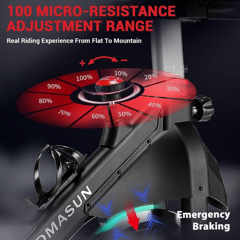 DMASUN Exercise Bike, Plus/Pro Magnetic Resistance/Brake Pad Indoor Cycling Bike Stationary, Cycle Bike with Comfortable Seat Cushion, Digital Display with Pulse
