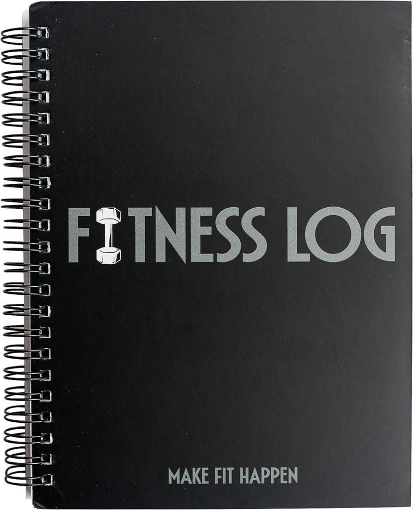 Fitness Journal Workout Planner for Men  Women - A6 Sturdy Workout Log Book to Track Gym  Home Workouts - Black Fitness Planner to Track Goals, Weight Loss and PR’s