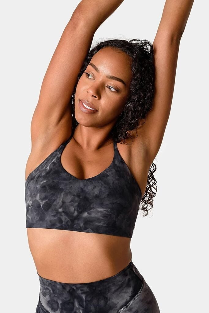 Kamo Fitness Iris Strappy Sports Bra for Women Light Support Backless Crop Top Removable Padding Open Back