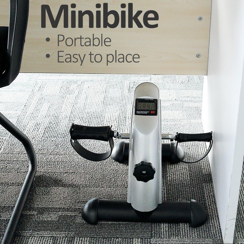 Mini Exercise Bike, himaly Under Desk Bike Pedal Exerciser Portable Foot Cycle Arm  Leg Peddler Machine with LCD Screen Displays
