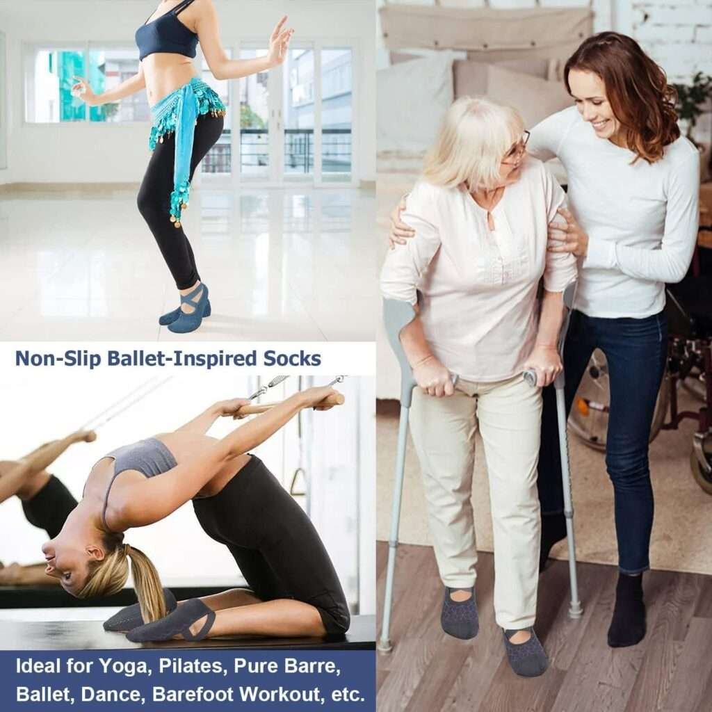 Ozaiic Yoga Socks for Women Non-Slip Grips  Straps, Ideal for Pilates, Pure Barre, Ballet, Dance, Barefoot Workout