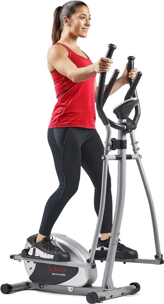 Sunny Health  Fitness Legacy Stepping Elliptical Machine, Total Body Cross Trainer with Ultra-Quiet Magnetic Belt Drive, Low Impact Exercise Equipment, Optional Bluetooth with Exclusive SunnyFit App