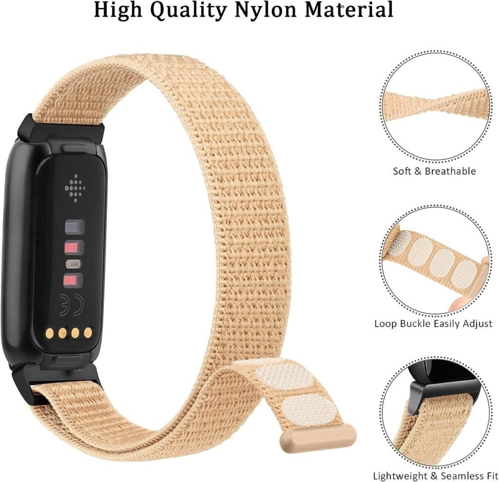 Vanjua for Fitbit Luxe Bands Women Men, Soft Nylon Adjustable Breathable Sport Wristband Replacement Strap Compatible with Fitbit Luxe Fitness Tracker