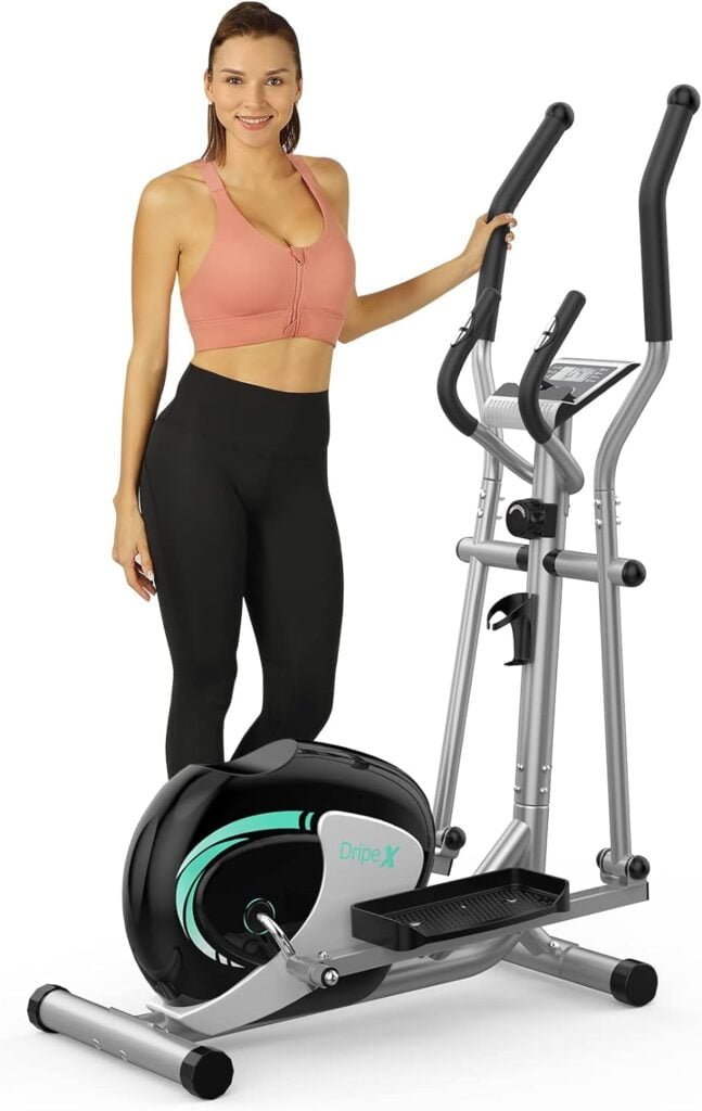 Elliptical Machine, Dripex Magnetic Elliptical Trainers (2023 New Upgraded), Fitness Cardio Cross Trainer w/ 8 Resistance Levels, 6KG Flywheel, Pulse Rate, LCD Monitor, Deivice Holder (Green)