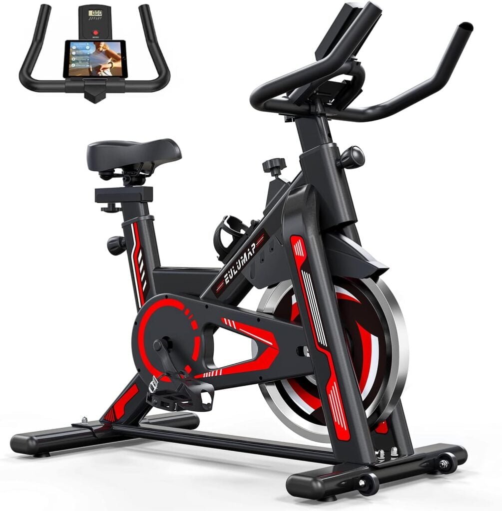 Exercise Bike-Stationary Indoor Cycling Bikes For Home Gym with pad Mount Comfortable Seat Cushion,Exercise Equipment(Red)