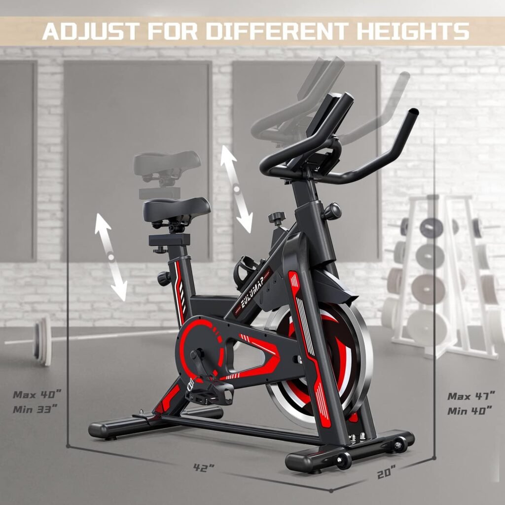Exercise Bike-Stationary Indoor Cycling Bikes For Home Gym with pad Mount Comfortable Seat Cushion,Exercise Equipment(Red)