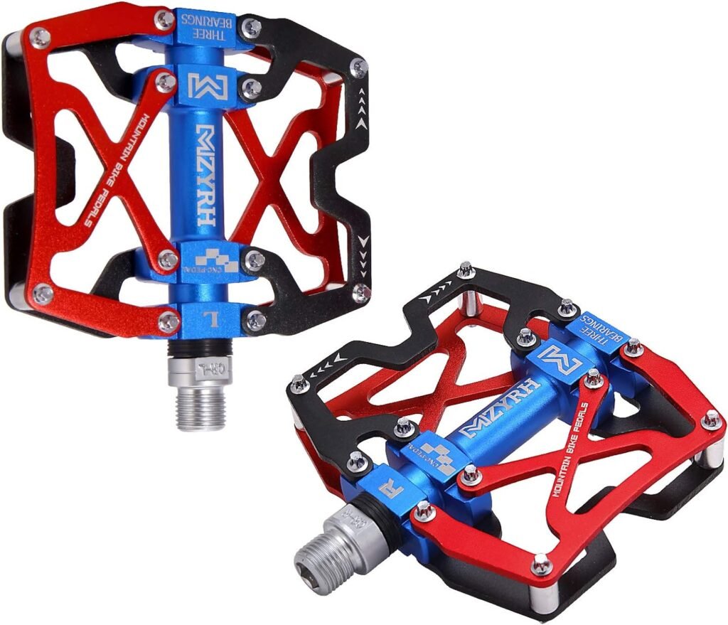 MZYRH Mountain Bike Pedals, Ultra Strong Colorful CNC Machined 9/16 Cycling Sealed 3 Bearing Pedals