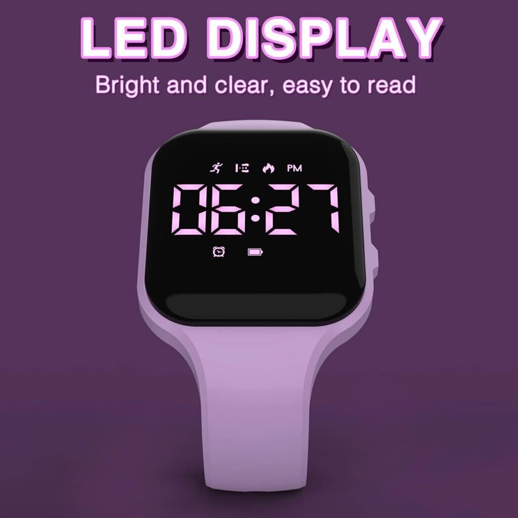 Non-Bluetooth Led Fitness Tracker Watch,Digital Pedometer Watch,with Step Counting/ Distance/ Calories/Stopwatch/Alarm Clock, Great Gift for Kids Teens Girls Boys Xmas