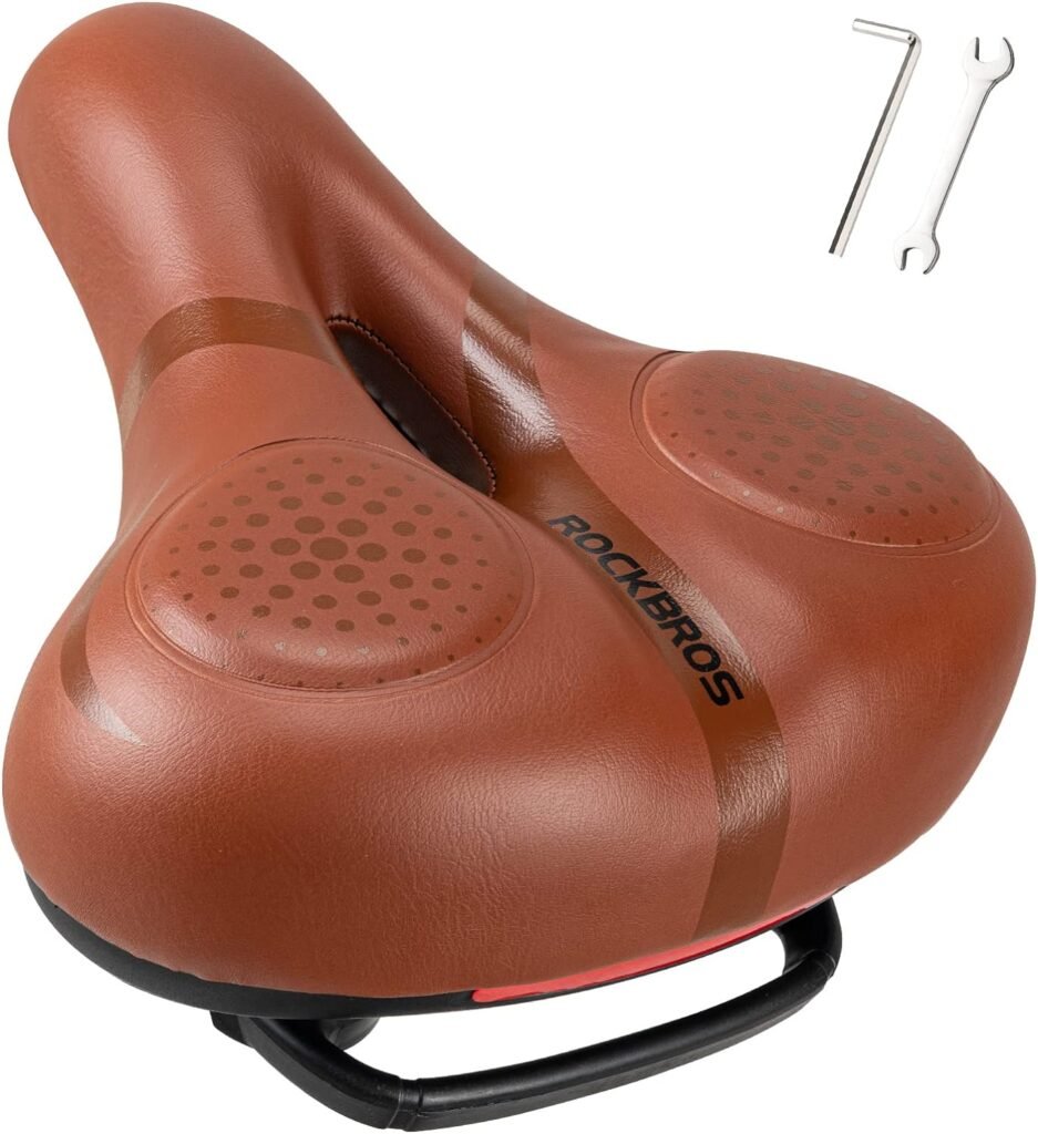 ROCKBROS Bike Seat Cushion for Women Men Comfort Wide Gel Bike Seat Replacement, Breathable Waterproof Padded Bicycle Saddle, Compatible with Exercise/Stationary/Cruiser/Mountain Bikes