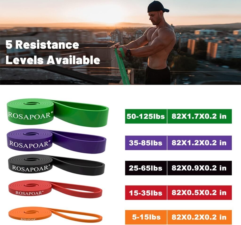ROSAPOAR Resistance Bands, Pull Up Assist Bands - Workout Bands, Eexercise Bands, Long Resistance Bands Set for Working Out, Fitness, Training, Physical Therapy for Men Women