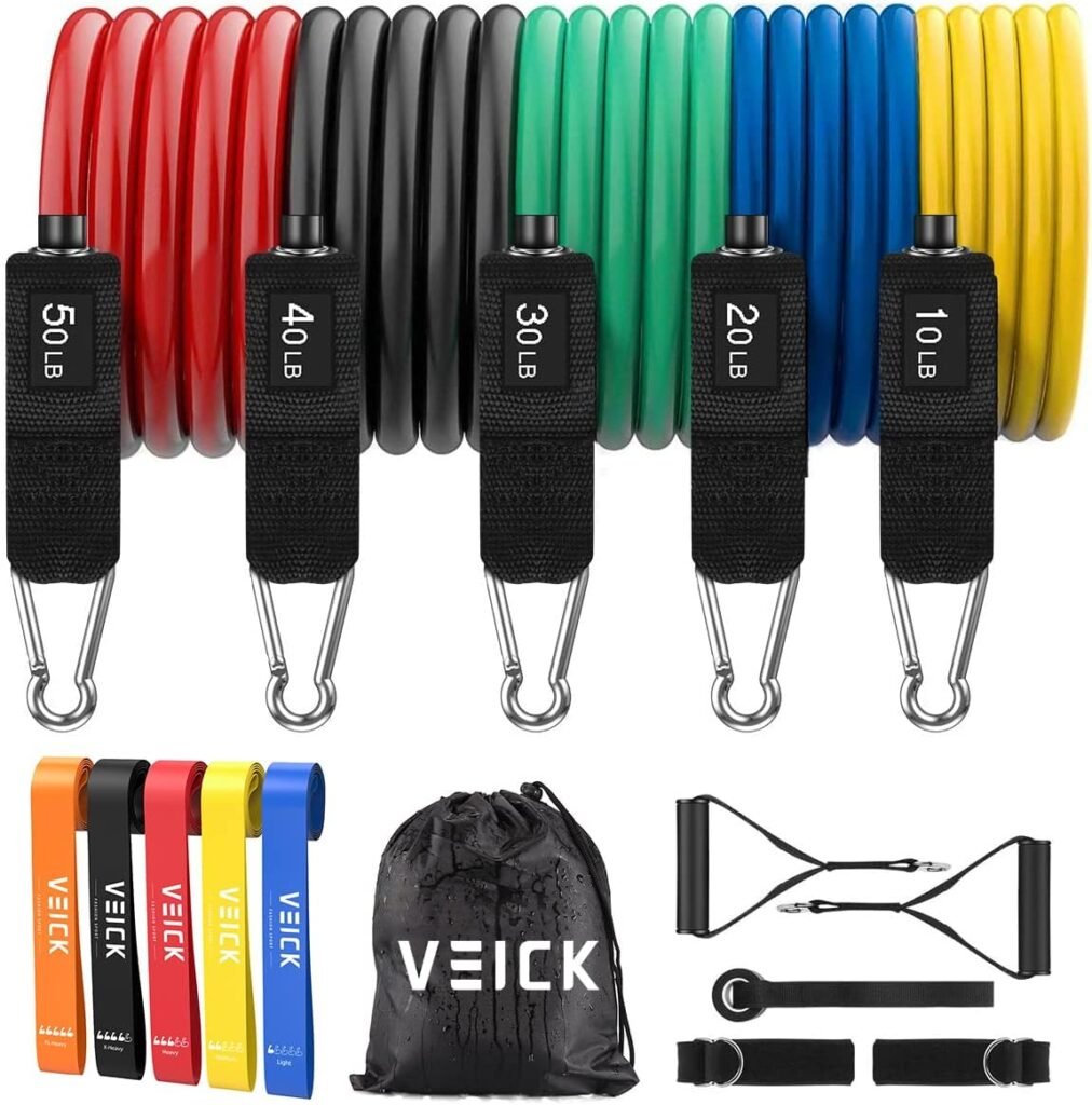 VEICK Resistance Bands, Exercise Bands, Workout Bands, Resistance Bands for Working Out with Handles for Men and Women, Exercising Bands for Strength Training Equipment at Home