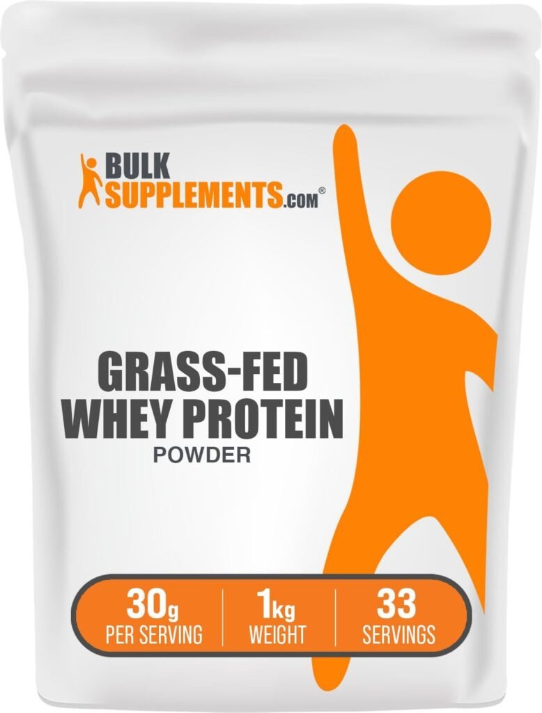 BULKSUPPLEMENTS.COM Grass Fed Whey Protein Powder - Pure Protein Powder - Unflavored Whey Protein Powder - Protein Supplement - Protein Powder Without Artificial Sweeteners (1 Kilogram - 2.2 lbs)
