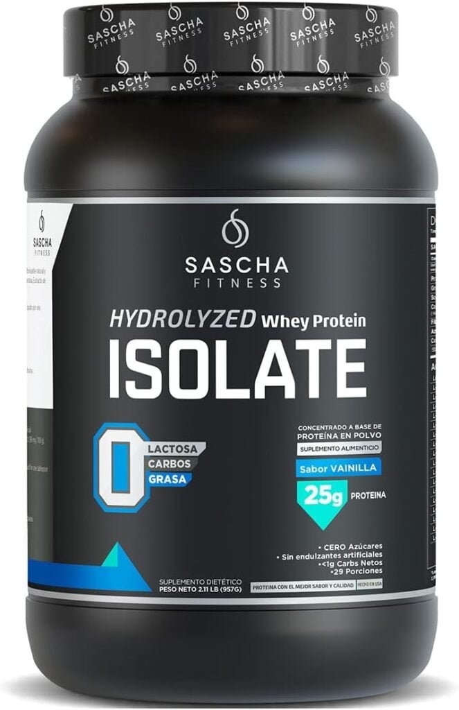 SASCHA FITNESS Hydrolyzed Whey Protein Isolate,100% Grass-Fed (2 Pounds, Vanilla)